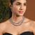 Silver plated stylish design crystal diamond oval shape necklace with earrings & maang tikka jewellery