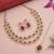 Gold plated stylish design crystal diamond oval shape necklace with earrings & maang tikka jewellery