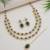 Gold plated stylish design crystal diamond oval shape necklace with earrings & maang tikka jewellery