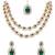 Gold plated stylish design crystal diamond oval shape necklace with earrings & maang tikka jewellery