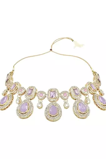Traditional kundan & stone choker necklace jewellery with earrings & maang tikka set for women/girls 