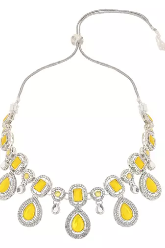 Silver traditional kundan & stone choker necklace jewellery with earrings & maang tikka