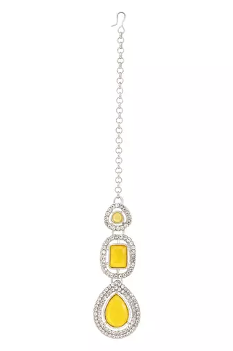 Silver traditional kundan & stone choker necklace jewellery with earrings & maang tikka