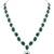 Silver plated stylish design crystal diamond necklace with earrings & maang tikka jewellery set for women (green)