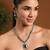 Silver plated stylish design crystal diamond necklace & earrings jewellery set for women (silver green)