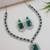 Silver plated stylish design crystal diamond necklace & earrings jewellery set for women (silver green)