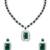 Silver plated stylish design crystal diamond necklace & earrings jewellery set for women (silver green)