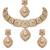 Gold plated traditional square & stone choker necklace jewellery with earrings & maang tikka set for women (ij407fl)