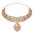 Gold plated traditional square & stone choker necklace jewellery with earrings & maang tikka set for women (ij407fl)