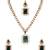 Gold plated stylish design crystal diamond necklace with earrings & maang tikka jewellery set for women (ij412g)