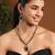 Gold plated stylish design crystal diamond necklace with earrings & maang tikka jewellery set for women (wine)