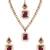 Gold plated stylish design crystal diamond necklace with earrings & maang tikka jewellery set for women (wine)
