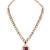 Gold plated stylish design crystal diamond necklace with earrings & maang tikka jewellery set for women (wine)