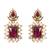 Gold plated stylish design crystal diamond necklace with earrings & maang tikka jewellery set for women (wine)