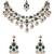 Traditional teardrop design & stone necklace jewellery with earrings & maang tikka set for women (ij414) (green)