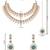 Gold plated stylish design crystal diamond necklace with earrings & maang tikka jewellery set for women (green)