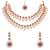 Gold plated stylish design crystal diamond necklace with earrings & maang tikka jewellery set for women (ij415wi)