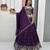 Purple Cotton Lehenga with Golden Thread Embroidery, Elephant Motifs, Stitched Style with Blouse and Dupatta