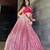 Pink Sequins Work Glitter Georgette Flared Lehenga with Blouse