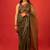 Olive embroidered organza saree