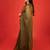 Olive embroidered organza saree
