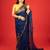Dark blue embroidered organza saree