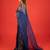 Dark blue embroidered organza saree