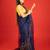 Dark blue embroidered organza saree
