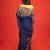 Dark blue embroidered organza saree