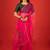 Hot pink embroidered organza saree