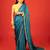 Dark teal embroidered satin saree