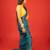 Dark teal embroidered satin saree