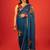 Turquoise embroidered chiffon saree
