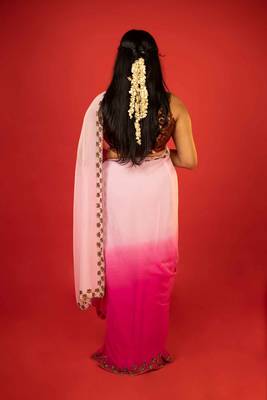 Pink embroidered georgette saree 3