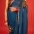 Turquoise embroidered chiffon saree
