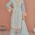Sky blue naylon oarganza semi stitched suit with multi thread & sequence embroidery work