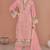 Peach naylon oarganza semi stitched suit with multi thread & sequence embroidery work