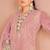 Peach naylon oarganza semi stitched suit with multi thread & sequence embroidery work