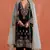 Black heavy velvet semi stitched suit with embroidery work