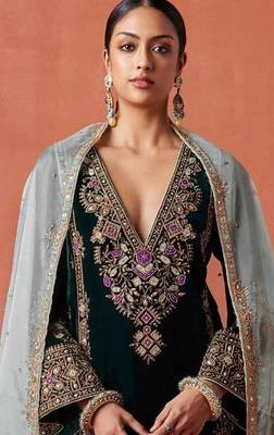 Black heavy velvet suit with embroidery  2