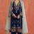 Navy heavy velvet semi stitched suit with embroidery work