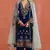 Navy heavy velvet semi stitched suit with embroidery work