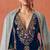 Navy heavy velvet semi stitched suit with embroidery work