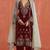 Red heavy velvet semi stitched suit with embroidery work