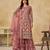 Brown heavy net semi stitched suit with embroidery work