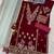 Red heavy velvet semi stitched suit with embroidery work