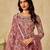 Brown heavy net semi stitched suit with embroidery work