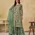 Green heavy net semi stitched suit with embroidery work