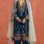 Teal heavy velvet semi stitched suit with embroidery work