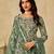 Green heavy net semi stitched suit with embroidery work
